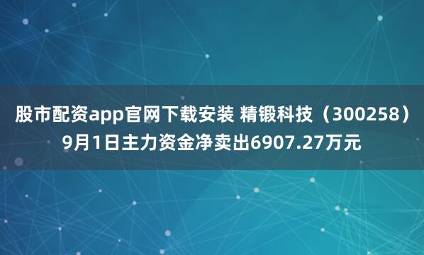 股市配资app官网下载安装 精锻科技（300258）9月1日主力资金净卖出6907.27万元