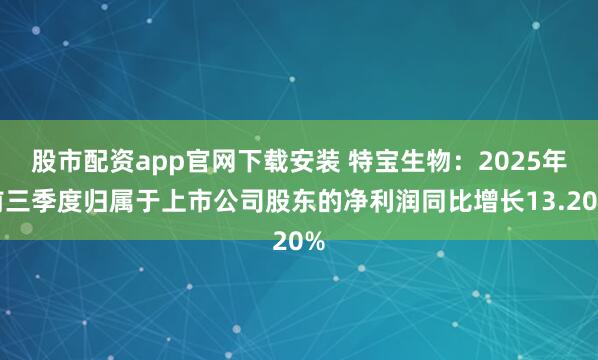股市配资app官网下载安装 特宝生物:2025年前三季度归属于上市公司股东的净利润同比增长13.20%
